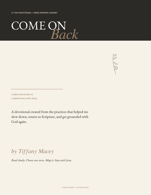 Come On Back 7-Day Devotional and Verse-Mapping Journey cover by Tiffany Macey