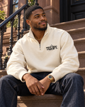 Premium Testify Quarter Zip lifestyle mockup on model